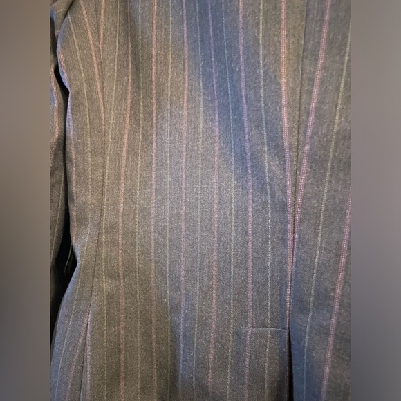 Banana Republic Charcoal Gray Pink White Pinstripe Wool Blazer Size 8 - Picture 10 of 14